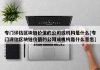 专门评估区块链价值的公司或机构是什么[专门评估区块链价值的公司或机构是什么意思]